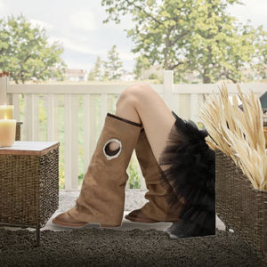 Bottines Chelsea rétro pour femmes en cuir véritable à bout carré, talon haut, semelle extérieure en caoutchouc, couleur unie, rehaussantes - Product Image 2