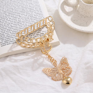 Pinza de pelo de mariposa de <span class=keywords><strong>Metal</strong></span> de moda con cadenas pinza de pelo de aleación oro y plata pinzas de pelo grandes niñas - Product Image 6