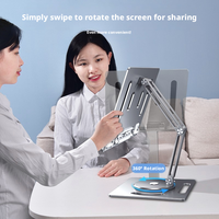 Support pour ordinateur portable en alliage d'aluminium rotatif à 360 degrés, pliable et déformable, auto-ajustable pour le bureau et la maison