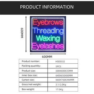 Hot Sale Led Open Store <strong>Eyebrows</strong> <strong>Threading</strong> Waxing Eyelashes Sign for Beauty Salon Shop 24*24 Inch Signage - Product Image 3