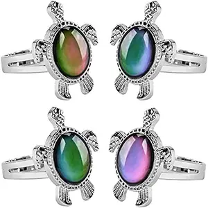 SC Hot Selling Casual Wearing Adjustable Rings Stylish Turtle Shaped Silver Rings Trendy Color Changeable Mood Ring