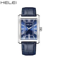 Montre à quartz décontractée pour homme HELEI 9015, cadran à chiffres romains, résistante à l'eau, lumineuse, bracelet en cuir