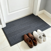 Tapis d'entrée noir à chevrons, tapis texturé en relief, paillasson antidérapant avec bordure pour la maison, le bureau et l'usage commercial