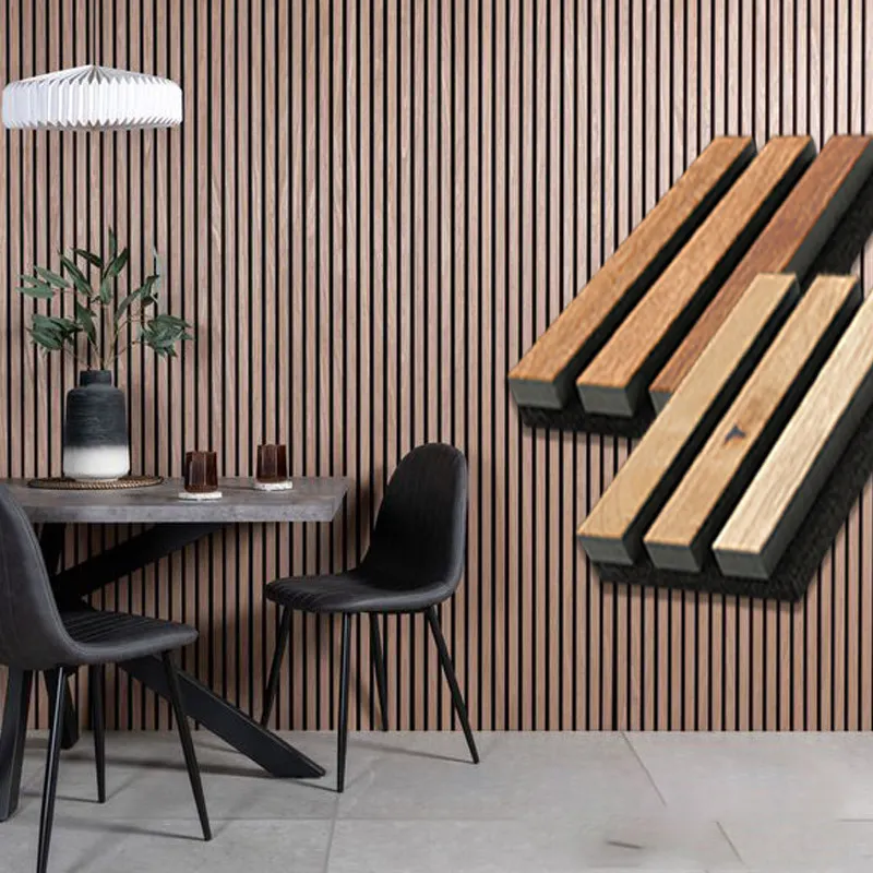 Wood Timber Slats Acoustic Wall Panels 600*2400 mm wood slatted panel sound absorption