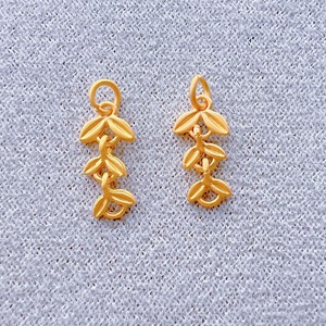 จี้รูปรวงข้าวอัลลอยด์สีทองด้าน สำหรับทำต่างหู DIY อุปกรณ์ตกแต่งเครื่องประดับรูปใบไม้ประดับเพชร 011 - Product Image 4