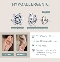 Boucles d'oreilles classiques à 6 broches GRA Moissanite unisexe 0.6-10CT S925 argent doré/argent en Stock cadeau parfait