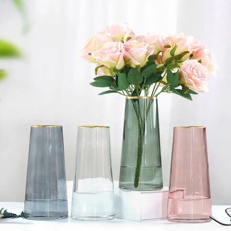 Bắc Âu Bình Hiện Đại Trang Trí Đám Cưới Bảng Flower Lọ Vàng Cạnh Rõ Ràng Jarrones Chinos Baratos Bảng Nhỏ Bud Vase