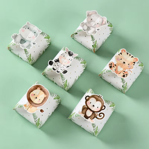 Caja de Dulces de Papel con Diseño de Animales de la Selva, 12 Unidades, para Bodas, Fiestas de Safari, Cumpleaños, Baby Shower, Caja de Regalo para Chocolates y Galletas - Product Image 1