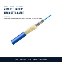 Câble à fibre optique blindé GJJKAV monomode G652D avec tube en acier spiralé, gaine en aramide, gaine LSZH serrée, 3,0 mm, pour intérieur