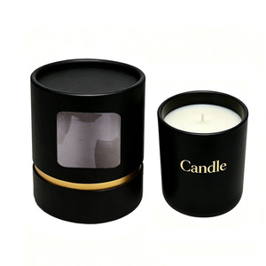 Custom Candle Packaging Boxes Gold <b>Foil</b> Logo Gift Cylinder Candles Tubes paper box with PVC <b>Window</b> - Product Image 1
