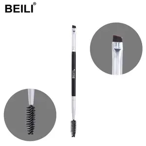 BEILI Wholesale Eyebrow Brush Private logo Fashion Double head Black/silver makeup single brush Professional Cosmetic Brush