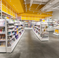 Étagère de présentation pour magasin, en métal et bois légers, avec séparateurs et tiroirs en acrylique, pour les papeteries