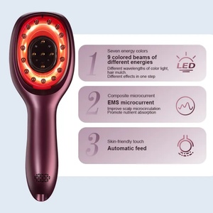 Peigne de massage vibrant pour le cuir chevelu aux huiles essentielles, rouge et bleu, pour la croissance des cheveux et la lutte contre la chute des cheveux - Masseur capillaire vibrant - Product Image 2