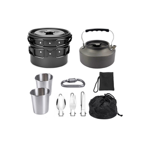 <span class=keywords><strong>Camping</strong></span> Cookware Mess Kit Conjunto de cozinha portátil para mochila Caminhadas ao ar livre Picnic Pot Pan <span class=keywords><strong>Folding</strong></span> Spork Knife Spoon Kit - Product Image 1