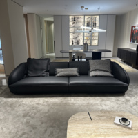 Luxuriöses original italienisches Design mit hand genähtem Sofa garnitur aus dickem Leder, Villa Large Flat
