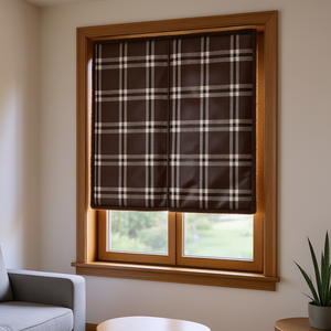 Rideau en similicuir à languettes, doublure polaire à carreaux, pour fenêtre simple, décoration moderne pour salon - Product Image 2