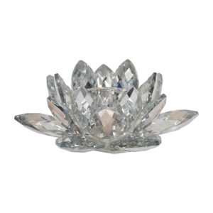 Portacandele in vetro Crystal Lotus, centrotavola decorativo per tavolo. - Product Image 2