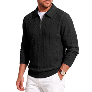 <span class=keywords><strong>Felpa</strong></span> <span class=keywords><strong>Polo</strong></span> Invernale da Uomo con Zip e Collo a Risvolto, Tessuto Jacquard Pesante, Maniche Lunghe, Stile Casual - Product Image 3