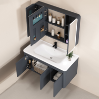 Meuble-lavabo mural en aluminium nid d'abeille avec armoire miroir, vasque flottante, étanche, miroir LED intelligent moderne