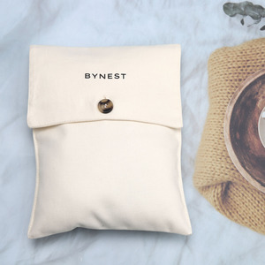 Promotional Abrasion Resistant Cotton Twill <b>Envelop</b> Button Bag Makeup Dust Cloth <b>White</b> Cotton Twill Custom Logo Size Pouch - Product Image 4
