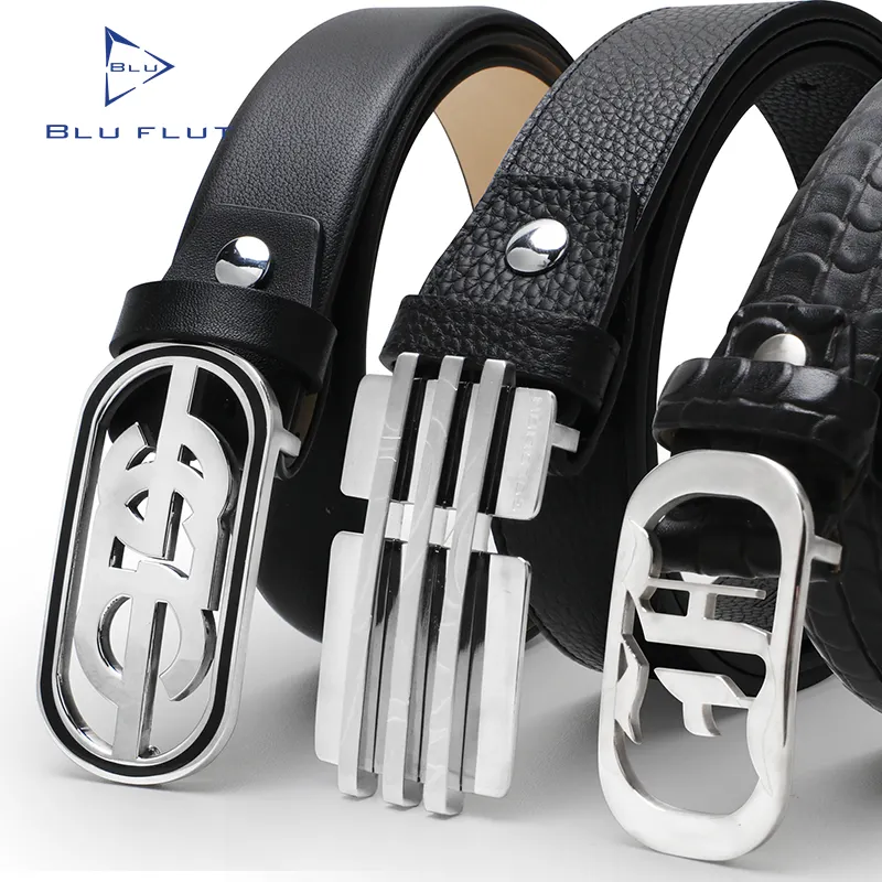 Luxury Man Custom Leather Men Belt Genuine Leather Belt For Man Smooth Custom Belt Stainless Steel Leather Waistbelts