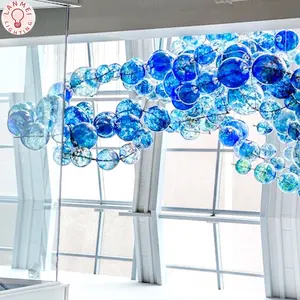 Custom Airport Lobby Chandelier Interior Decoration Hotel Lobby Restaurant Club Glass Ball Chandelier