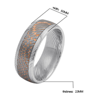 8mm Superleiter-Einlage Damaszener Stahlring Niob Titan Kupfer Herren Verlobungsringe Blanko-Ringe für Männer Modeschmuck
