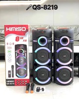 KIMISO KMS QS-A284 8 pulgadas * 2 al aire libre portátil Trolley de altavoz de Audio DJ sistema de altavoces de Subwoofer caja de sonido con luz LED