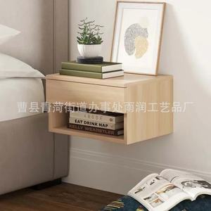 Table de chevet murale en bois massif avec étagère de rangement, armoire flottante pour chambre à coucher, utilisation au chevet du lit - Product Image 3