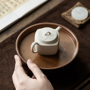 Guanlan Ceramic Square Teapot Wood Ash Glaze With <b>Lid</b> <b>Small</b> Household Tea <b>Pot</b> - Product Image 3