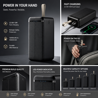 Batterie portable Li-Polymère 50000mAh haute capacité, charge rapide 22.5W, Type-C, batterie de secours d'urgence, plastique ABS