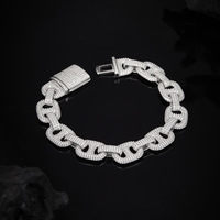 Bracelet de chaîne en moissanite cubaine glacé complet Lien cubain en argent sterling 925 de qualité supérieure, bijoux de rappeur Hip Hop