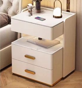 Mesita de Noche LED Inalámbrica Inteligente Moderna <span class=keywords><strong>LUMIO</strong></span> con 2 Cajones, Mueble de Dormitorio con Superficie de Mármol Ecológica y Duradera para el Hogar - Product Image 4