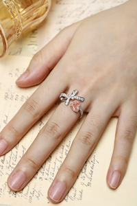 Mewah halus 925 perak <span class=keywords><strong>Platinum</strong></span> 18k putih emas pertunangan 1.55ct merah muda bentuk hati Lab tumbuh berlian cincin untuk wanita perhiasan Set - Product Image 2