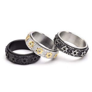 Non Tarnished Waterproof <b>Rings</b> Good Quality 14k 18k PVD Gold Plated 316L Stainless Steel Rotatable Fidget <b>Ring</b> for <b>Men</b> - Product Image 2