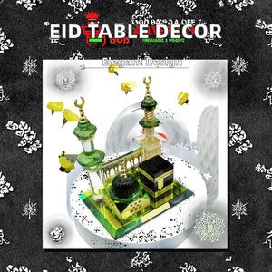 YASEEN Crystal Glass Building Model Muslim <b>Table</b> Decoration Portable Centerpiece Sign Islamic Ramadan Supplies - Product Image 2