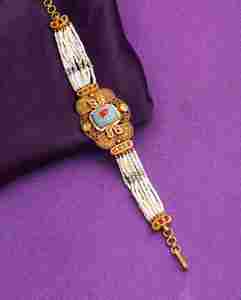 Antique Gold Moti Work Fashion <b>Bracelet</b> Elegant Antique Gold <b>Bangle</b> with Moti Work - Product Image 2