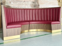 Maßgefertigte Halbkreisförmige Sitzbank, Gebogene PU-Leder Restaurantbank mit Holzgestell, Rote Kommerzielle Sitzbankmöbel
