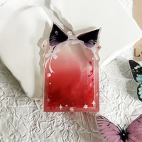 Porte-cartes en acrylique avec oreilles d'animaux mignons, protège-photocards Kpop, mini cadre photo pour collection de cartes à échanger