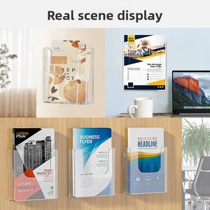 Porte-documents en acrylique, boîte de rangement, porte-fichiers A4, transparent, montage mural, support pour brochures, <span class=keywords><strong>présentoir</strong></span> pour prospectus <span class=keywords><strong>A5</strong></span> - Product Image 2