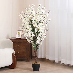 Planta artificial flor árbol precio de fábrica de alta calidad respetuoso con el medio ambiente resistente a los rayos UV personalizable altura Hotel maceta interior cereza - Product Image 2