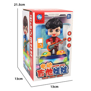 TikTok风格电舞吉他塑料儿童玩具，带音乐灯，用于小男孩卡通蓝牙录音 - Product Image 1