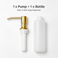 Flacon distributeur de savon gradué 500 ml avec pompe plaquée or et marques de niveau de liquide visibles pour lotion et shampoing (rechargeable)