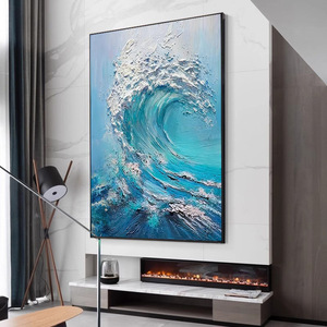 <b>Framed</b> Ocean Wave Oil Painting Impressionism Style Modern Minimalist Living Room Decor Durable <b>Wall</b> Art for Home Interior - Product Image 3