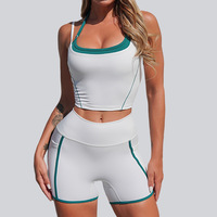 Ensemble de yoga deux pièces pour femme : soutien-gorge de sport dos nageur à col halter et short gainant pour la gym et l'entraînement