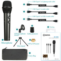 Microphone portatif à condensateur cardioïde de bureau BOYA BY-HM2 pour téléphone portable tablette MAC PC Vlog enregistrement en direct