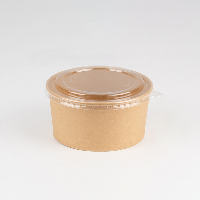 Kraft Paper Bowls for Takeaway Food Paper Packaging Disposable Paper Plate & Bowls With PET Lid Customized Logo Private Label