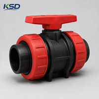Válvula de Control de Agua de Plástico con Núcleo de Acero de Alta Presión PN16 SDR11 con Certificación ISO CE, Serie de Válvulas de Bola HDPE