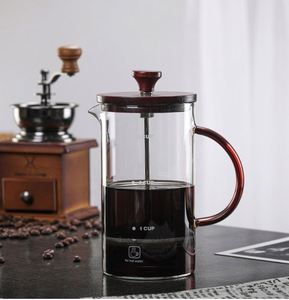Cafetera Francesa Moderna de Lujo con Tapa de Bambú y Vidrio Borosilicato Grueso, con Filtro para Preparar Café y Leche de Vaca - Product Image 1