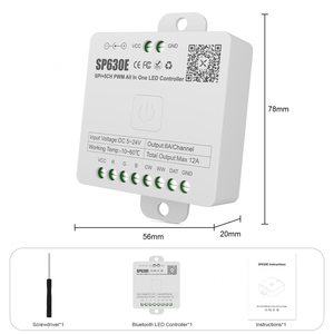 Contrôleur de musique Bluetooth tout-en-un SP630E pour bandes LED, contrôleur LED PWW 5 canaux 12V PWM, contrôle par application Android/iOS, Bluetooth LED - Product Image 4